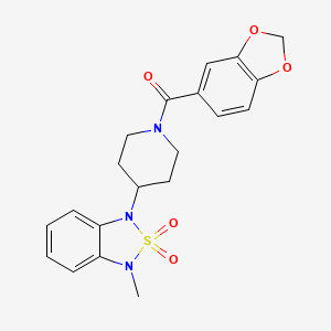 molecular formula C20H21N3O5S B2407862 benzo[d][1,3]dioxol-5-yl(4-(3-methyl-2,2-dioxidobenzo[c][1,2,5]thiadiazol-1(3H)-yl)piperidin-1-yl)methanone CAS No. 2034296-41-6
