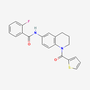 2-fluoro-N-[1-(thiophene-2-carbonyl)-3,4-dihydro-2H-quinolin-6-yl]benzamide