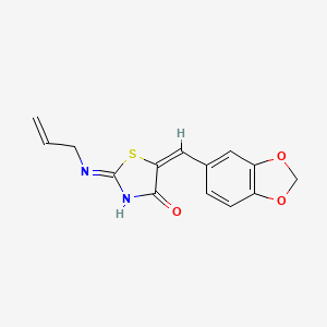 molecular formula C14H12N2O3S B2407867 2-(烯丙基氨基)-5-[(E)-1,3-苯二氧杂环-5-基亚甲基]-1,3-噻唑-4(5H)-酮 CAS No. 866154-27-0