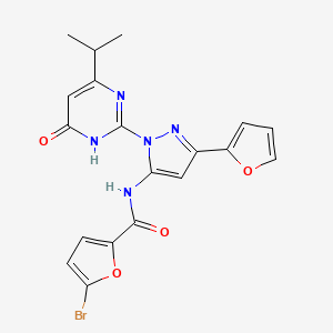 molecular formula C19H16BrN5O4 B2407870 5-溴-N-(3-(呋喃-2-基)-1-(4-异丙基-6-氧代-1,6-二氢嘧啶-2-基)-1H-吡唑-5-基)呋喃-2-甲酰胺 CAS No. 1207041-12-0