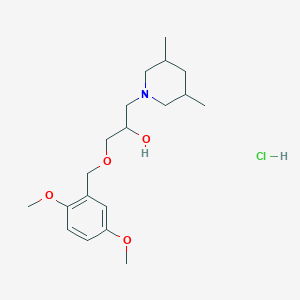 molecular formula C19H32ClNO4 B2407876 1-((2,5-Dimethoxybenzyl)oxy)-3-(3,5-dimethylpiperidin-1-yl)propan-2-ol hydrochloride CAS No. 1212338-24-3