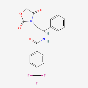 molecular formula C19H15F3N2O4 B2407877 N-(2-(2,4-dioxooxazolidin-3-yl)-1-phenylethyl)-4-(trifluoromethyl)benzamide CAS No. 2034270-02-3