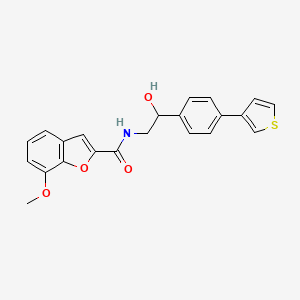 molecular formula C22H19NO4S B2407885 N-(2-hydroxy-2-(4-(thiophen-3-yl)phenyl)ethyl)-7-methoxybenzofuran-2-carboxamide CAS No. 2034346-35-3