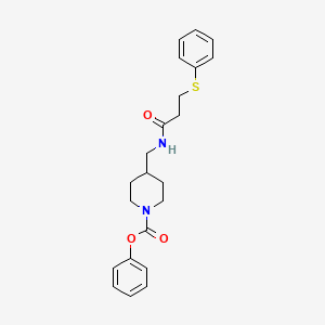 Phenyl 4-((3-(phenylthio)propanamido)methyl)piperidine-1-carboxylate