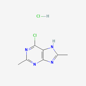 molecular formula C7H8Cl2N4 B2407916 6-氯-2,8-二甲基-7H-嘌呤；盐酸盐 CAS No. 2470438-17-4