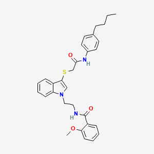 molecular formula C30H33N3O3S B2407922 N-(2-(3-((2-((4-丁基苯基)氨基)-2-氧代乙基)硫代)-1H-吲哚-1-基)乙基)-2-甲氧基苯甲酰胺 CAS No. 862826-12-8