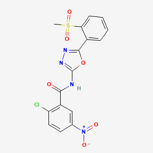 molecular formula C16H11ClN4O6S B2407923 2-chloro-N-(5-(2-(methylsulfonyl)phenyl)-1,3,4-oxadiazol-2-yl)-5-nitrobenzamide CAS No. 886925-31-1