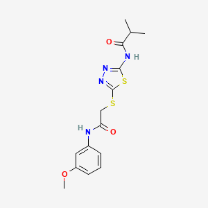 molecular formula C15H18N4O3S2 B2407924 N-(5-((2-((3-メトキシフェニル)アミノ)-2-オキソエチル)チオ)-1,3,4-チアゾール-2-イル)イソブチルアミド CAS No. 868972-71-8