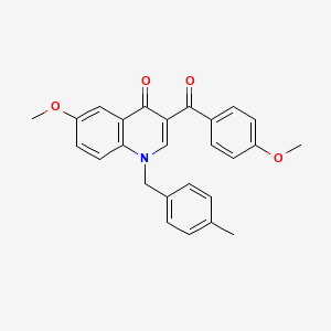 molecular formula C26H23NO4 B2407930 6-methoxy-3-(4-methoxybenzoyl)-1-(4-methylbenzyl)quinolin-4(1H)-one CAS No. 904433-43-8