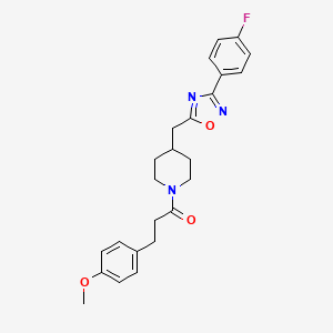 4-{[3-(4-Fluorophenyl)-1,2,4-oxadiazol-5-yl]methyl}-1-[3-(4-methoxyphenyl)propanoyl]piperidine