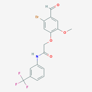 molecular formula C17H13BrF3NO4 B2407942 2-(5-bromo-4-formyl-2-methoxyphenoxy)-N-[3-(trifluoromethyl)phenyl]acetamide CAS No. 692281-10-0