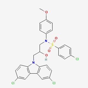 molecular formula C28H23Cl3N2O4S B2407950 4-氯-N-(3-(3,6-二氯-9H-咔唑-9-基)-2-羟丙基)-N-(4-甲氧苯基)苯磺酰胺 CAS No. 325695-85-0