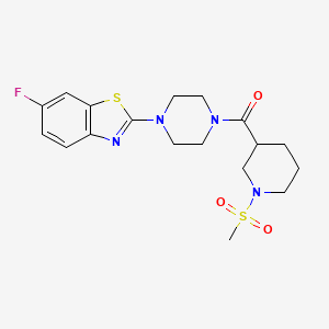 molecular formula C18H23FN4O3S2 B2407956 (4-(6-Fluorobenzo[d]thiazol-2-yl)piperazin-1-yl)(1-(methylsulfonyl)piperidin-3-yl)methanone CAS No. 1060168-11-7
