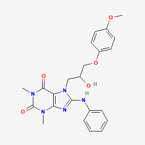 molecular formula C23H25N5O5 B2407958 7-[2-Hydroxy-3-(4-methoxy-phenoxy)-propyl]-1,3-dimethyl-8-phenylamino-3,7-dihydro-purine-2,6-dione CAS No. 505081-13-0