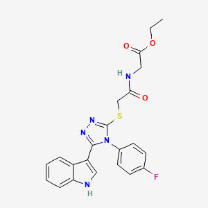 molecular formula C22H20FN5O3S B2407963 ethyl 2-(2-((4-(4-fluorophenyl)-5-(1H-indol-3-yl)-4H-1,2,4-triazol-3-yl)thio)acetamido)acetate CAS No. 852167-66-9