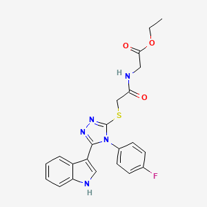 molecular formula C22H20FN5O3S B2407963 2-(2-((4-(4-氟苯基)-5-(1H-吲哚-3-基)-4H-1,2,4-三唑-3-基)硫代)乙酰氨基)乙酸乙酯 CAS No. 852167-66-9