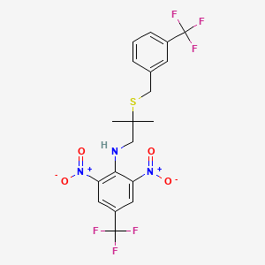 molecular formula C19H17F6N3O4S B2407964 N-(2-methyl-2-{[3-(trifluoromethyl)benzyl]sulfanyl}propyl)-2,6-dinitro-4-(trifluoromethyl)aniline CAS No. 343372-88-3