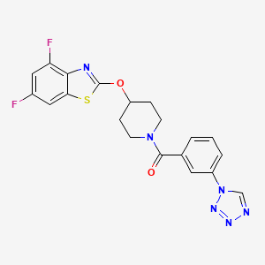 molecular formula C20H16F2N6O2S B2407976 （3-（1H-四唑-1-基）苯基）（4-（（4,6-二氟苯并[d]噻唑-2-基）氧基）哌啶-1-基）甲酮 CAS No. 1324171-85-8