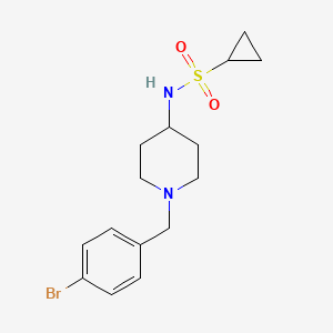 molecular formula C15H21BrN2O2S B2407982 N-[1-[(4-Bromophenyl)methyl]piperidin-4-yl]cyclopropanesulfonamide CAS No. 2415623-47-9