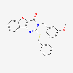 molecular formula C25H20N2O3S B2407983 2-(benzylsulfanyl)-3-(3-methoxybenzyl)[1]benzofuro[3,2-d]pyrimidin-4(3H)-one CAS No. 1291842-97-1