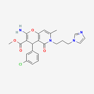 methyl 2-amino-4-(3-chlorophenyl)-6-[3-(1H-imidazol-1-yl)propyl]-7-methyl-5-oxo-5,6-dihydro-4H-pyrano[3,2-c]pyridine-3-carboxylate