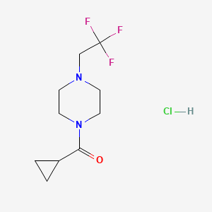 molecular formula C10H16ClF3N2O B2408000 环丙基(4-(2,2,2-三氟乙基)哌嗪-1-基)甲酮盐酸盐 CAS No. 1396782-69-6