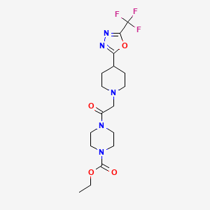 Ethyl 4-(2-(4-(5-(trifluoromethyl)-1,3,4-oxadiazol-2-yl)piperidin-1-yl)acetyl)piperazine-1-carboxylate