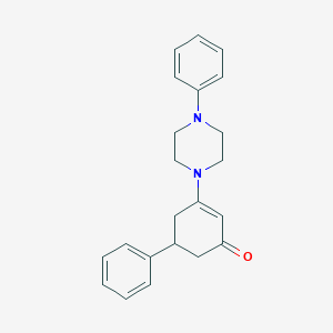 molecular formula C22H24N2O B2408028 5-Phenyl-3-(4-phenylpiperazin-1-yl)cyclohex-2-en-1-one CAS No. 1020252-58-7