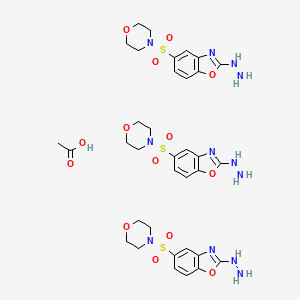 molecular formula C35H46N12O14S3 B2408029 Tris(2-hydrazinyl-5-(morpholine-4-sulfonyl)-1,3-benzoxazole), acetic acid CAS No. 1078713-29-7