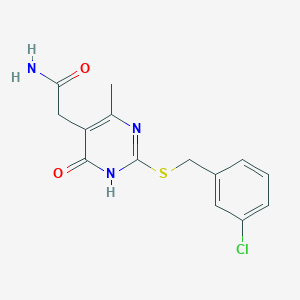 molecular formula C14H14ClN3O2S B2408038 2-(2-((3-Chlorobenzyl)thio)-4-methyl-6-oxo-1,6-dihydropyrimidin-5-yl)acetamide CAS No. 1172363-93-7