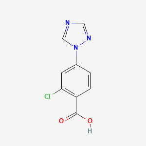 molecular formula C9H6ClN3O2 B2408040 2-Chloro-4-(1H-1,2,4-triazol-1-yl)-benzenecarboxylic acid CAS No. 220141-15-1