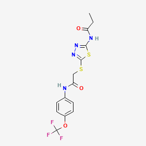 N-[5-[2-oxo-2-[4-(trifluoromethoxy)anilino]ethyl]sulfanyl-1,3,4-thiadiazol-2-yl]propanamide