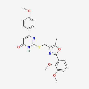 molecular formula C24H23N3O5S B2408045 2-(((2-(2,3-二甲氧基苯基)-5-甲基恶唑-4-基)甲基)硫代)-6-(4-甲氧基苯基)嘧啶-4-醇 CAS No. 1040636-12-1