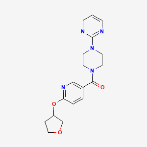 molecular formula C18H21N5O3 B2408050 (4-(Pyrimidin-2-yl)piperazin-1-yl)(6-((tetrahydrofuran-3-yl)oxy)pyridin-3-yl)methanone CAS No. 2034491-15-9