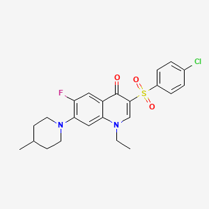 3-((4-chlorophenyl)sulfonyl)-1-ethyl-6-fluoro-7-(4-methylpiperidin-1-yl)quinolin-4(1H)-one