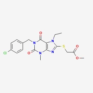 molecular formula C18H19ClN4O4S B2408070 methyl 2-((1-(4-chlorobenzyl)-7-ethyl-3-methyl-2,6-dioxo-2,3,6,7-tetrahydro-1H-purin-8-yl)thio)acetate CAS No. 1105245-70-2