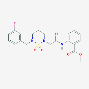 molecular formula C20H22FN3O5S B2408071 Methyl 2-(2-(6-(3-fluorobenzyl)-1,1-dioxido-1,2,6-thiadiazinan-2-yl)acetamido)benzoate CAS No. 946354-53-6