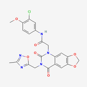 molecular formula C22H18ClN5O7 B2408084 N-(3-氯-4-甲氧基苯基)-2-(7-((3-甲基-1,2,4-恶二唑-5-基)甲基)-6,8-二氧代-7,8-二氢-[1,3]二氧杂环[4,5-g]喹唑啉-5(6H)-基)乙酰胺 CAS No. 931696-55-8