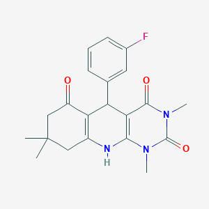 5-(3-fluorophenyl)-1,3,8,8-tetramethyl-5,8,9,10-tetrahydropyrimido[4,5-b]quinoline-2,4,6(1H,3H,7H)-trione