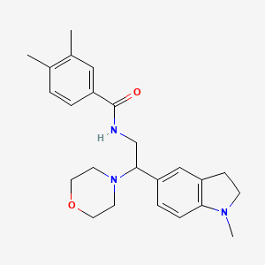 molecular formula C24H31N3O2 B2408102 3,4-dimethyl-N-(2-(1-methylindolin-5-yl)-2-morpholinoethyl)benzamide CAS No. 922088-68-4