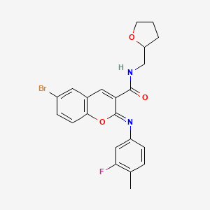 (2Z)-6-bromo-2-[(3-fluoro-4-methylphenyl)imino]-N-(tetrahydrofuran-2-ylmethyl)-2H-chromene-3-carboxamide