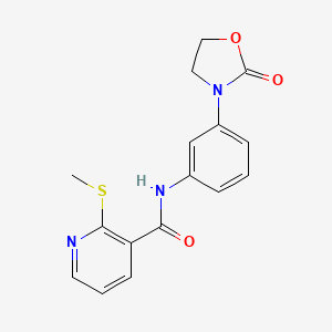 2-(methylsulfanyl)-N-[3-(2-oxo-1,3-oxazolidin-3-yl)phenyl]pyridine-3-carboxamide