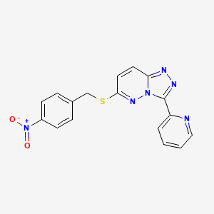 molecular formula C17H12N6O2S B2408129 6-((4-Nitrobenzyl)thio)-3-(pyridin-2-yl)-[1,2,4]triazolo[4,3-b]pyridazine CAS No. 893126-66-4