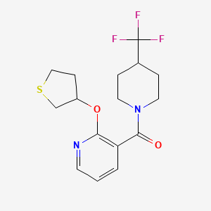 molecular formula C16H19F3N2O2S B2408133 (2-((四氢噻吩-3-基)氧基)吡啶-3-基)(4-(三氟甲基)哌啶-1-基)甲酮 CAS No. 1903876-68-5