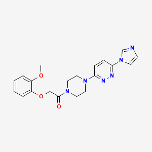 molecular formula C20H22N6O3 B2408140 1-(4-(6-(1H-imidazol-1-yl)pyridazin-3-yl)piperazin-1-yl)-2-(2-methoxyphenoxy)ethanone CAS No. 1396849-31-2