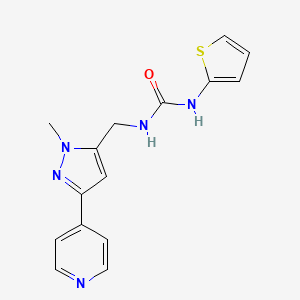 molecular formula C15H15N5OS B2408141 1-[(2-Methyl-5-pyridin-4-ylpyrazol-3-yl)methyl]-3-thiophen-2-ylurea CAS No. 2309585-37-1