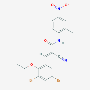 molecular formula C19H15Br2N3O4 B2408143 (E)-2-cyano-3-(3,5-dibromo-2-ethoxyphenyl)-N-(2-methyl-4-nitrophenyl)prop-2-enamide CAS No. 522655-87-4
