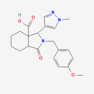 2-[(4-Methoxyphenyl)methyl]-3-(1-methylpyrazol-4-yl)-1-oxo-3,4,5,6,7,7a-hexahydroisoindole-3a-carboxylic acid