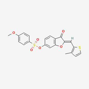 molecular formula C21H16O6S2 B2408155 (Z)-2-((3-methylthiophen-2-yl)methylene)-3-oxo-2,3-dihydrobenzofuran-6-yl 4-methoxybenzenesulfonate CAS No. 929505-61-3