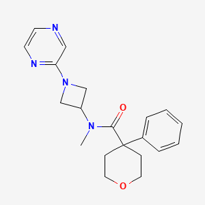 molecular formula C20H24N4O2 B2408167 N-Methyl-4-phenyl-N-(1-pyrazin-2-ylazetidin-3-yl)oxane-4-carboxamide CAS No. 2379986-83-9